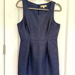 Blue and gold jacquard mini dress - Size 8.